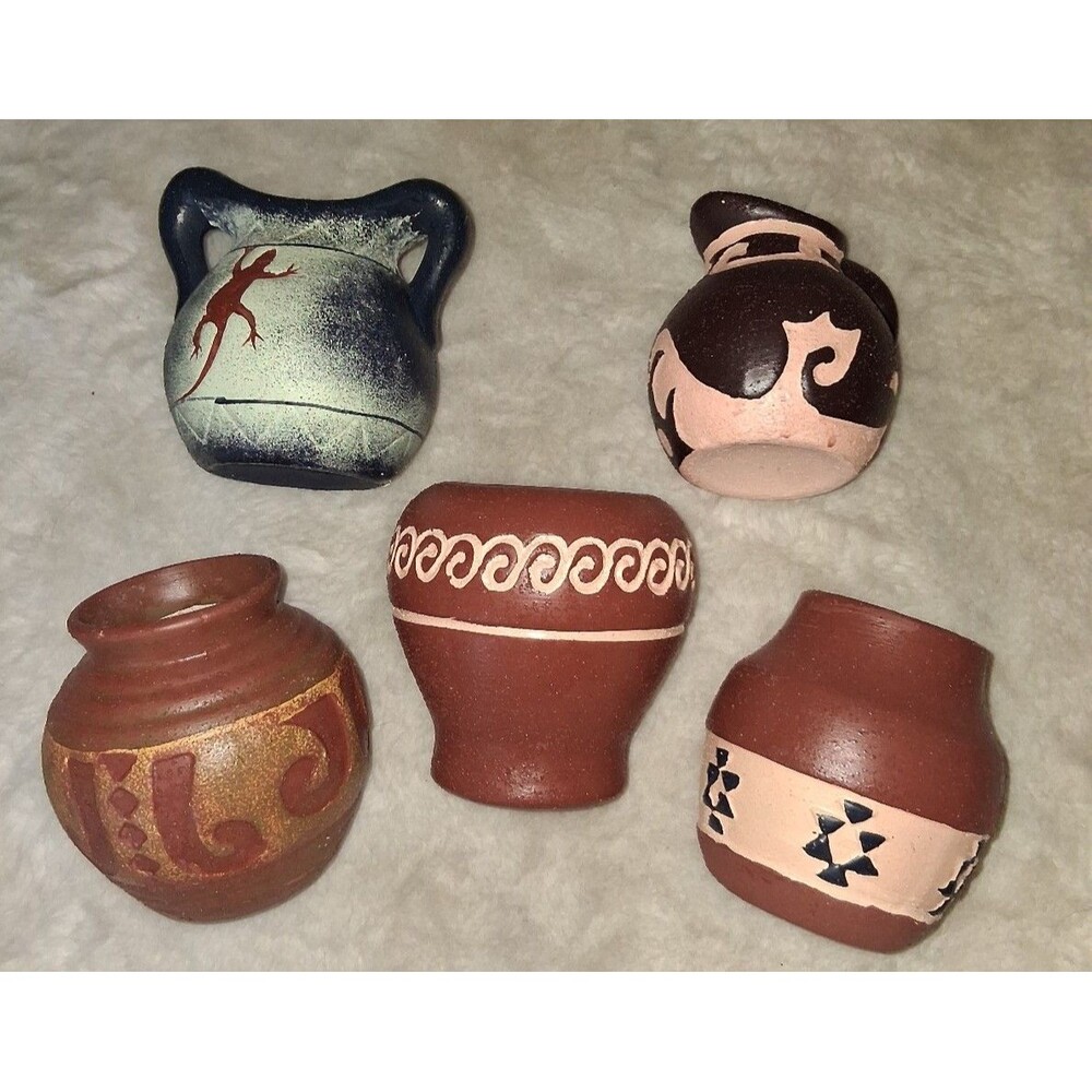 Set of 5 candle pottery Vases, Southwestern Style, Home Decor candles